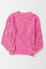 将图片加载到图库查看器，Dark Pink Colorful Spots Knitted V Neck Casual Sweater
