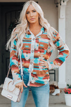 Load image into Gallery viewer, Multicolor Aztec Print Buttoned Pocket Chest Long Sleeve Shirt
