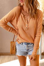 Load image into Gallery viewer, Orange Waffle Knit Henley Top
