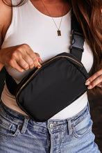 将图片加载到图库查看器，Black Waterproof Zipped Crossbody Chest Bag 20*5*14cm
