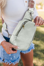 将图片加载到图库查看器，Gray Faux Leather Zipped Crossbody Chest Bag
