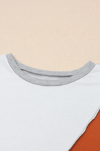 将图片加载到图库查看器，Khaki Colorblock Stitching Irregular Hem Long Sleeve Top, 6 PCS

