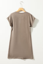 将图片加载到图库查看器，Light French Beige Center Seam Rolled Cuffs T-shirt Dress
