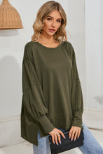 将图片加载到图库查看器，Green Patchwork Drop Shoulder Oversized Top
