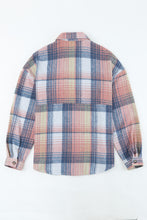 将图片加载到图库查看器，Brown Plaid Flap Pockets Shacket
