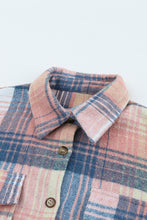 将图片加载到图库查看器，Brown Plaid Flap Pockets Shacket
