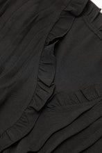 将图片加载到图库查看器，Black Ruffle Sleeve V Neck Frilled Shift Dress
