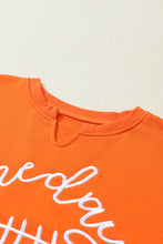 将图片加载到图库查看器，Orange Game Day Lettering Rugby Football Notched Neck Sweatshirt
