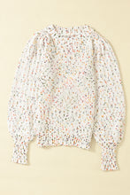 将图片加载到图库查看器，Beige Colorful Confetti Dots Cable Knit Crew Neck Sweater
