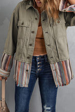 Load image into Gallery viewer, Green Button Up Pockets Striped Color Block Corduroy Jacket
