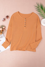 Load image into Gallery viewer, Orange Waffle Knit Henley Top
