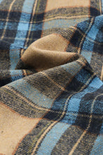 将图片加载到图库查看器，Brown Plaid Color Block Buttoned Shirt with Pockets
