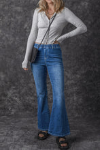 将图片加载到图库查看器，Blue Elastic High Waist Flare Jeans
