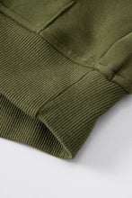 将图片加载到图库查看器，Green Fleece Lined Zip Up Stand Collar Thumbhole Sleeve Sweatshirt
