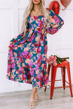 Load image into Gallery viewer, Multicolour Floral Print Square Neck Ruffled High Waist Dress
