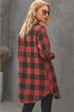 将图片加载到图库查看器，Brown Turn-down Collar Plaid Shirt Coat
