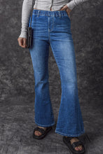 将图片加载到图库查看器，Blue Elastic High Waist Flare Jeans
