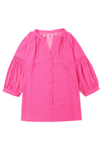 Load image into Gallery viewer, Pink 3/4 Sleeves Dotted Print Loose Shirt
