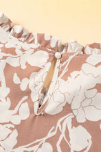 Load image into Gallery viewer, Khaki Floral Print Ruffle Short Sleeve Blouse
