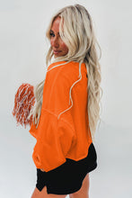 将图片加载到图库查看器，Orange Game Day Lettering Rugby Football Notched Neck Sweatshirt
