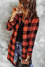 将图片加载到图库查看器，Brown Turn-down Collar Plaid Shirt Coat
