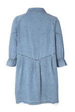 Load image into Gallery viewer, Sky Blue Buttoned Long Sleeve Denim Mini Dress
