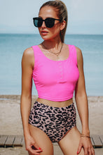 将图片加载到图库查看器，Leopard Square Neck Sleeveless Fashion Print Tankini Set
