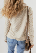 将图片加载到图库查看器，Beige Solid Textured Thumbhole Sleeve Top
