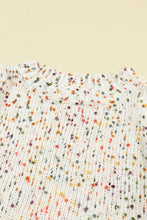 将图片加载到图库查看器，Beige Colorful Confetti Dots Cable Knit Crew Neck Sweater
