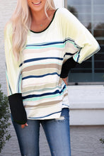 Load image into Gallery viewer, Multicolor Striped Color Block Loose Fit Long Sleeve Top
