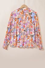 Load image into Gallery viewer, Multicolour Floral Bishop Sleeve Frilled Round Neck Blouse
