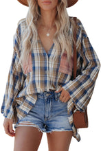 Load image into Gallery viewer, Plaid Pattern Asymmetric Buttons Shirt
