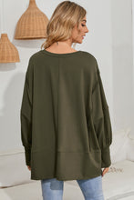 将图片加载到图库查看器，Green Patchwork Drop Shoulder Oversized Top
