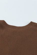 将图片加载到图库查看器，Brown Splicing Buttoned Knitted Long Sleeve Sweater
