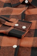 将图片加载到图库查看器，Brown Turn-down Collar Plaid Shirt Coat
