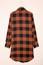 将图片加载到图库查看器，Brown Turn-down Collar Plaid Shirt Coat
