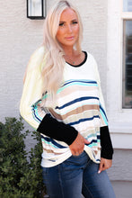 Load image into Gallery viewer, Multicolor Striped Color Block Loose Fit Long Sleeve Top
