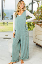 Load image into Gallery viewer, Moonlight Jade Corded Tie Straps V Neck Wide Leg Jumpsuit
