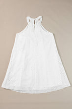 Load image into Gallery viewer, White Boho Eyelet Pattern Halter Neck Sleeveless Dress
