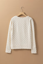 将图片加载到图库查看器，Beige Solid Textured Thumbhole Sleeve Top
