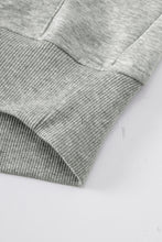 将图片加载到图库查看器，Gray Fleece Lined Zip Up Stand Collar Thumbhole Sleeve Sweatshirt
