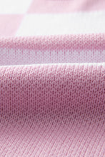 Load image into Gallery viewer, Pink Checkered Bishop Sleeve Sweater
