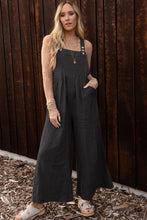 将图片加载到图库查看器，Black Striped Pleated Wide Leg Pocketed Jumpsuit
