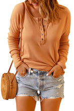 Load image into Gallery viewer, Orange Waffle Knit Henley Top
