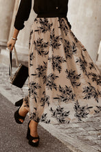 Cargar imagen en el visor de la galería, Apricot Floral Leaves Embroidered High Waist Maxi Skirt
