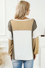 Load image into Gallery viewer, Khaki Exposed Seam Color Block Patchwork Top
