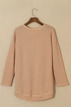 将图片加载到图库查看器，Gray Waffle Knit High Slits Oversized Top
