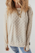 将图片加载到图库查看器，Beige Solid Textured Thumbhole Sleeve Top
