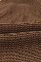 将图片加载到图库查看器，Brown Splicing Buttoned Knitted Long Sleeve Sweater
