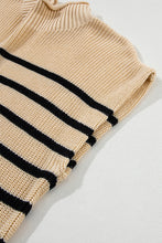 Load image into Gallery viewer, Parchment Striped Ribbed Knit High Neck Sweater
